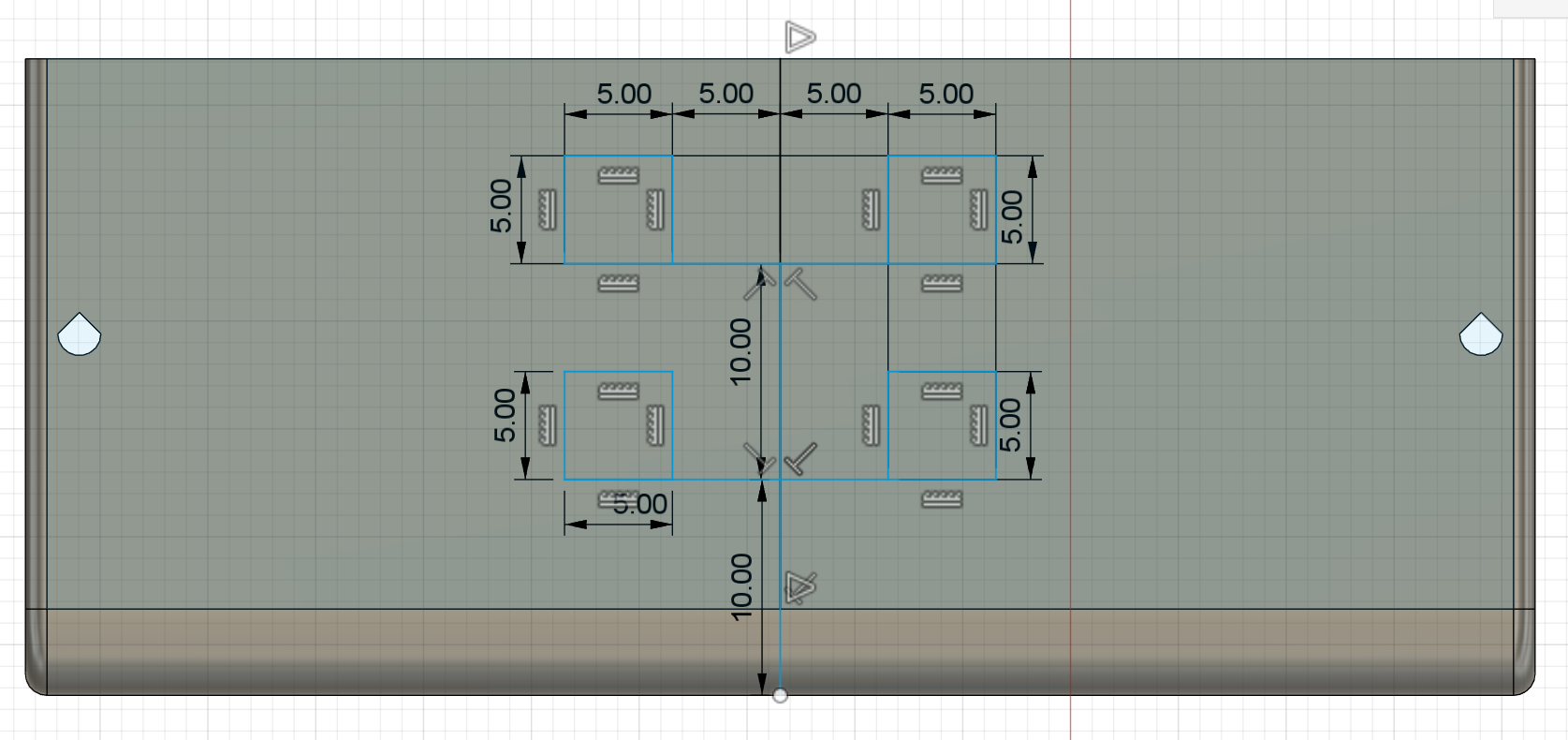 Dimensioned CAD example of a four-block holder