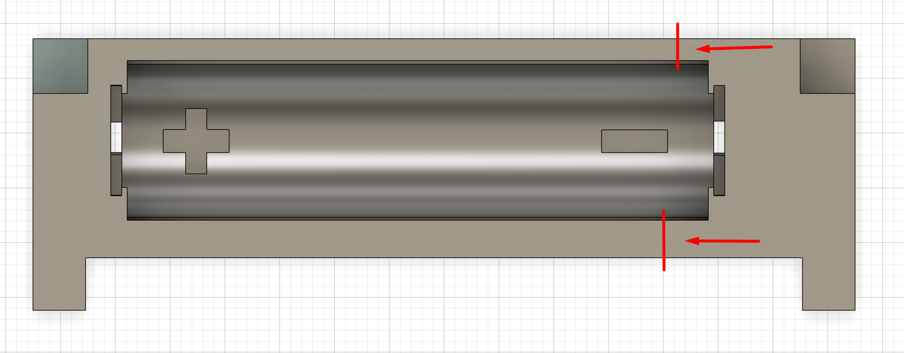 Negative example: the item in an enlarged grid-fitting holder is biased toward the top-left instead of centred